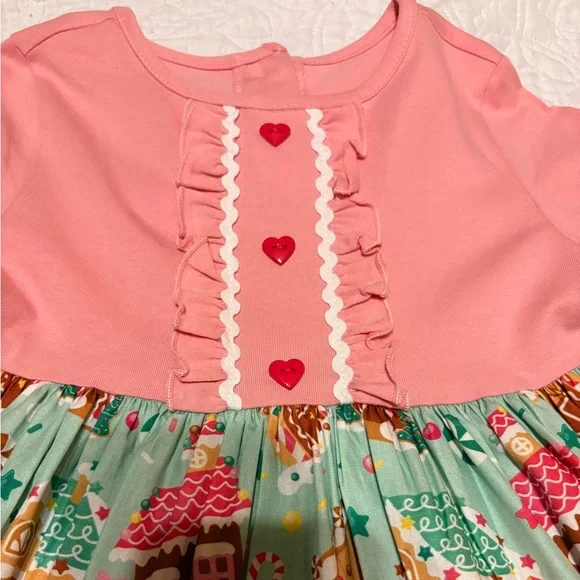 Ricrac & Ruffles Gingerbread Dress With Heart Buttons - Picture 3 of 5